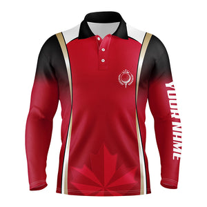 Canadian Red Maple Leaf Mens Golf Polo Shirts Custom Patriotic Golf Shirts For Men Golf Gifts LDT1470