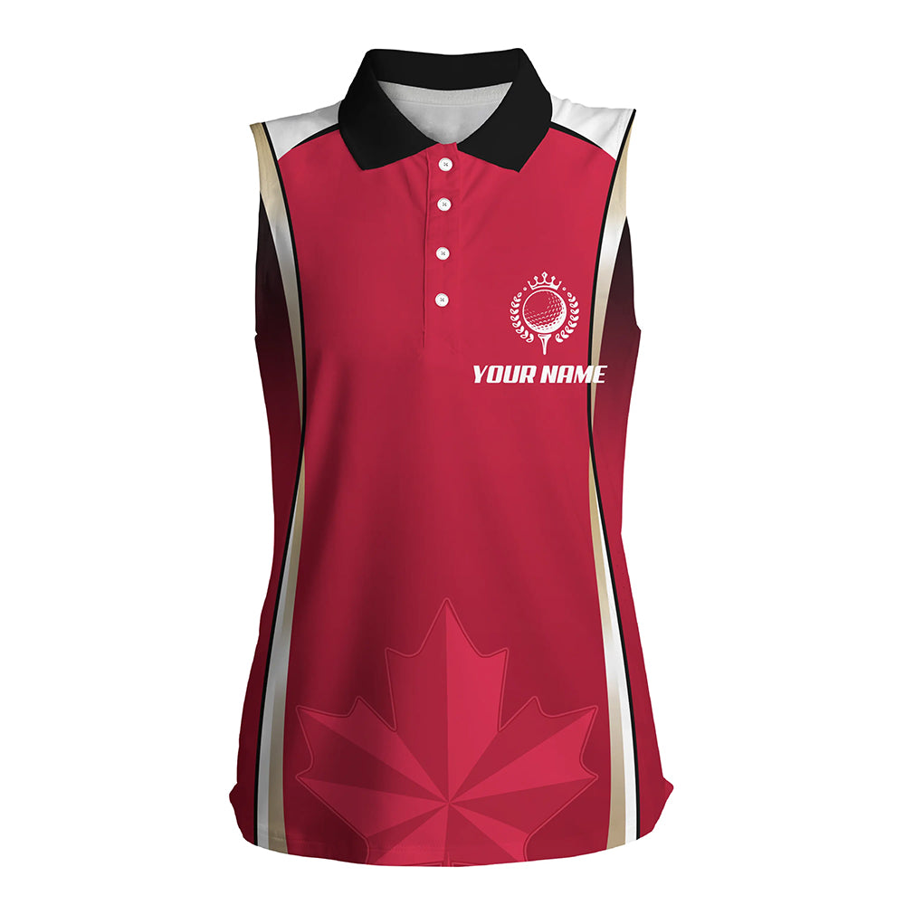 Canadian Maple Leaf Womens Sleeveless Polo Shirts Custom Patriotic Golf Shirts For Women Golf Gifts LDT1470