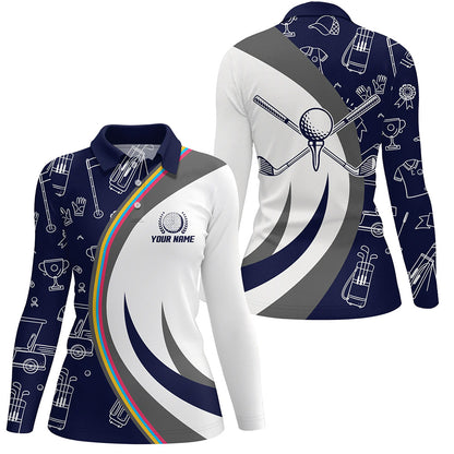 Golf Equipment Womens Golf Polo Shirts, Navy Custom Name Golf Shirts For Women, Golf Gifts LDT0097