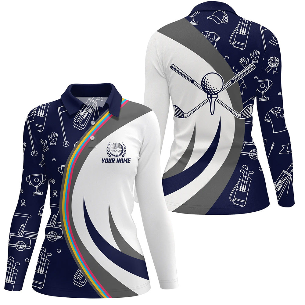 Golf Equipment Womens Golf Polo Shirts, Navy Custom Name Golf Shirts For Women, Golf Gifts LDT0097
