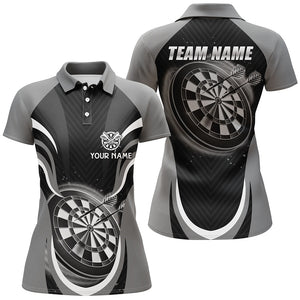 Personalized Black Grey Darts Polo Shirt Custom Cool Dart Shirt For Women Darts Jersey LDT0656