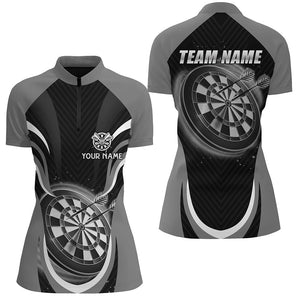 Personalized Black Grey Darts Quarter-Zip Shirt Custom Dart Shirt For Women Darts Jersey LDT0656