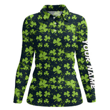 Load image into Gallery viewer, Watercolor Green Clover Leaf St Patrick Day Golf Polo Shirt Custom Name Golf Shirts For Women LDT1329