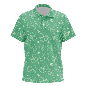 Green Clovers St Patrick Day Kids Golf Polo Shirt Custom Name Shamrock Golf Shirts For Kid Golf gifts LDT1330