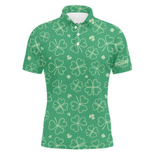 Load image into Gallery viewer, Green Clovers St Patrick Day Mens Golf Polo Shirt Custom Name Shamrock Golf Shirts For Men Golf gifts LDT1330