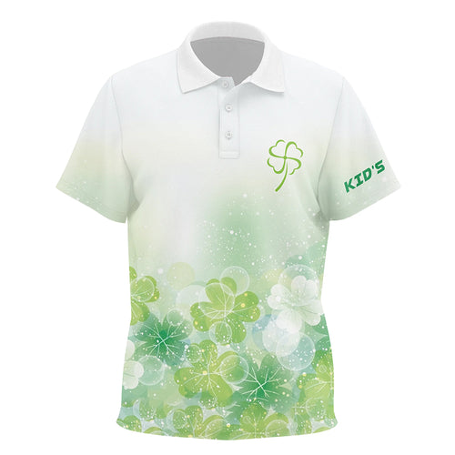 Green Clover Silhouette Twinkle Patrick Day Kids Golf Polos Custom Golf Shirts For Kid Golf Gifts LDT1331