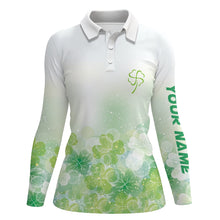 Load image into Gallery viewer, Green Clover Silhouette Twinkle Patrick Day Golf Polos Custom Golf Shirt For Women Golf Gifts LDT1331