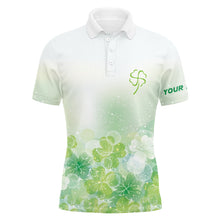 Load image into Gallery viewer, Green Clover Silhouette Twinkle Patrick Day Mens Golf Polos Custom Golf Shirts For Men Golf Gifts LDT1331