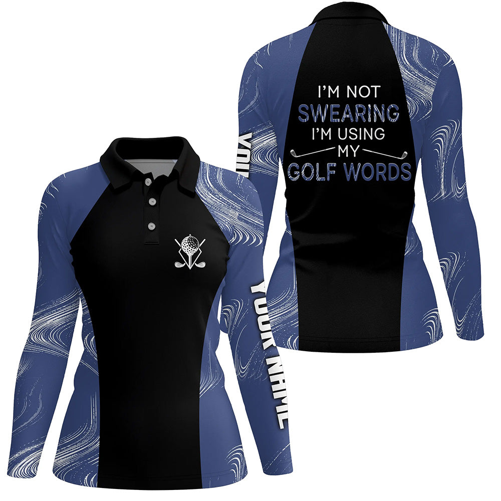 I'm Not Swearing I'm Using My Golf Words Navy Seamless Women Golf Polo Shirt, Golf Shirts For Women LDT0112