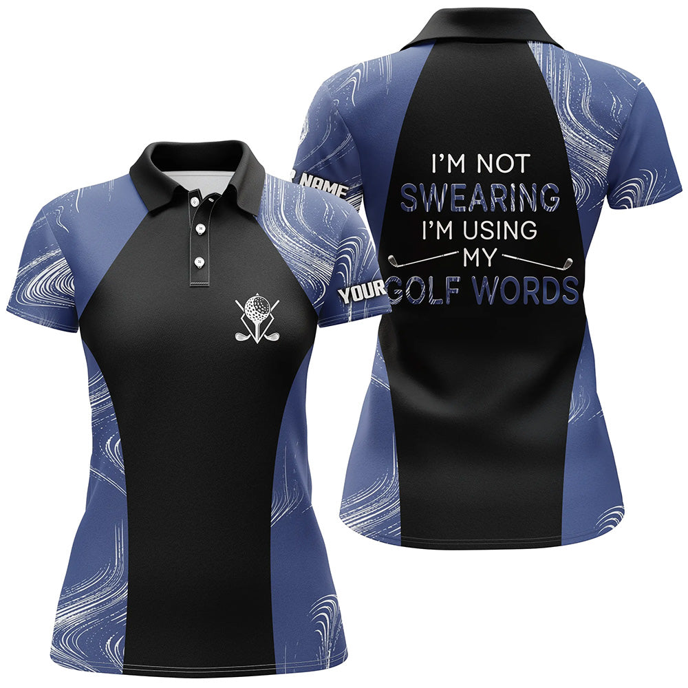 I'm Not Swearing I'm Using My Golf Words Navy Seamless Women Golf Polo Shirt, Golf Shirts For Women LDT0112
