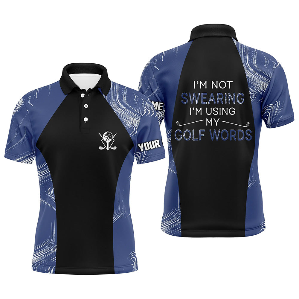 I'm Not Swearing I'm Using My Golf Words Navy Blue Seamless Men Golf Polo Shirt, Golf Shirts For Men LDT0112