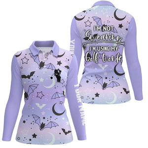 Galaxy Halloween Bats Womens Golf Polo Shirt Cute Golf Shirts For Women Funny Golf Shirt With Sayings LDT0116