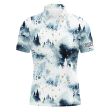 Load image into Gallery viewer, Watercolor Winter Forest Christmas Trees Men Golf Polo Shirts Christmas Golf Shirts For Men LDT0658