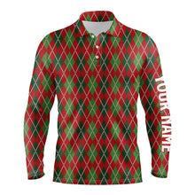 Load image into Gallery viewer, Christmas Argyle Knitted Mens Golf Polo Shirt Red Green All Over Print Golf Shirt For Men LDT0662