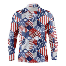 Load image into Gallery viewer, Watercolor American Flag Mens Golf Polo Shirts 3D Isometric Cubes Patriotic Golf Shirts For Men LDT0666