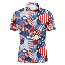 Load image into Gallery viewer, Watercolor American Flag Mens Golf Polo Shirts 3D Isometric Cubes Patriotic Golf Shirts For Men LDT0666