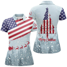 Load image into Gallery viewer, Christmas Usa Flag Golf Polo Shirt Custom Winter Forest Patriotic Golf Shirts For Women LDT0670