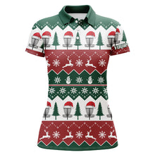 Load image into Gallery viewer, Disc Golf Santa Christmas Tree Snow Polo Shirt Custom Christmas Disc Golf Gifts For Women LDT0671