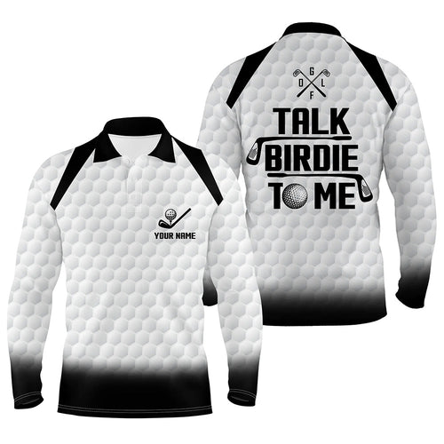 Talk Birdie To Me Mens Golf Polo Shirt, Black And White Golf Shirts For Men, Cool Golf Gifts LDT0120