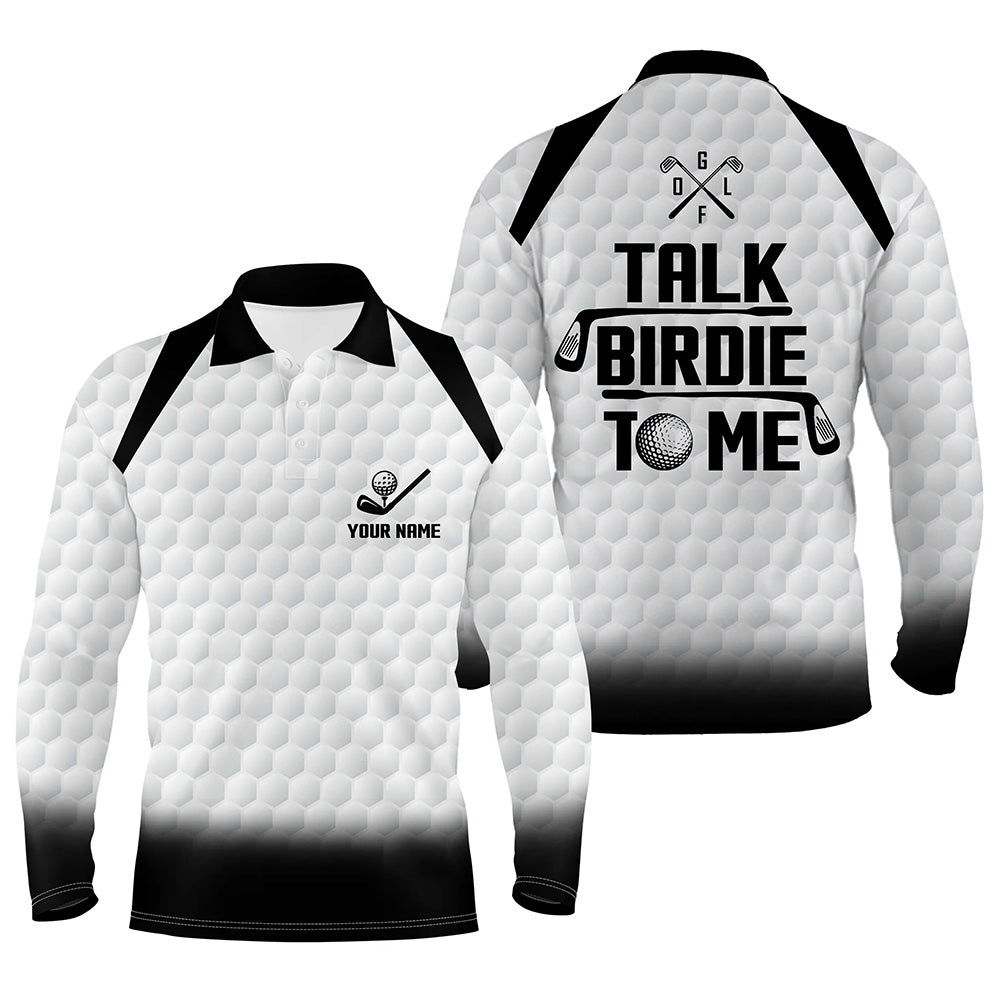 Talk Birdie To Me Mens Golf Polo Shirt, Black And White Golf Shirts For Men, Cool Golf Gifts LDT0120