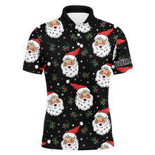 Load image into Gallery viewer, Santa Claus With Holly &amp; Snowflakes Christmas Men Golf Polos Vintage Cute Golf Shirts For Men LDT0676