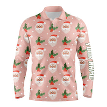 Load image into Gallery viewer, Santa With Holly On Pink Mens Golf Polo Shirt Custom Cute Golf Shirts For Men Golf Gifts LDT0677