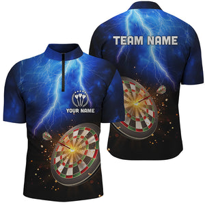 Personalized Thunder Lightning Blue Darts Quarter-zip Shirt Custom Dart Jerseys For Men LDT0688