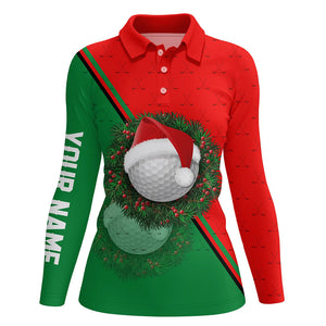 Red Green Santa Golf Ball Christmas Golf Polo Shirt Custom Women Golf Tops Xmas Golf Gifts LDT0920