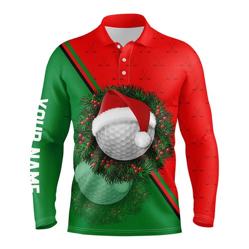 Red Green Santa Golf Ball Christmas Golf Mens Polo Shirt Custom Men Golf Tops Xmas Golf Gifts LDT0920