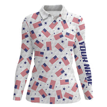 Load image into Gallery viewer, American Flag Golf Pattern Polo Shirts Custom Patriotic Golf Shirts For Women Golf Gifts LDT0388