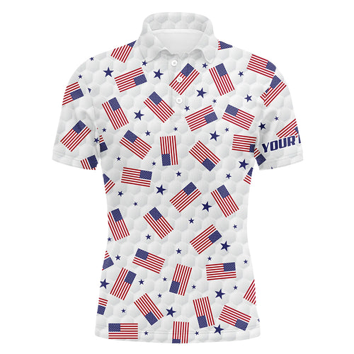 American Flag Golf Pattern Mens Polo Shirts Custom Patriotic Golf Shirts For Men Golf Gifts LDT0388
