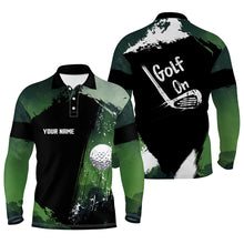 Load image into Gallery viewer, Watercolor Mens Golf Polo Shirts, Dark Green Personalized Golf Shirts For Men, Vintage Golf Gifts LDT0132