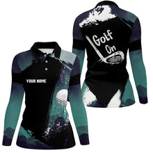 Load image into Gallery viewer, Watercolor Womens Golf Polo Shirts Dark Green Custom Golf Tops For Women, Vintage Golf Gifts LDT0141