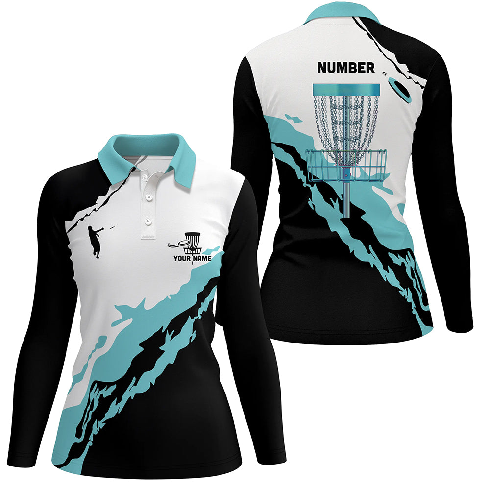 Turquoise Womens Disc Golf Polo Shirt Customized Cool Disc Golf Shirts For Women Golf Gifts LDT0934