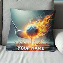 Load image into Gallery viewer, Fire &amp; Water Golf Club &amp; Ball Custom Throw Pillow Personalized Goft Gift LDT1153