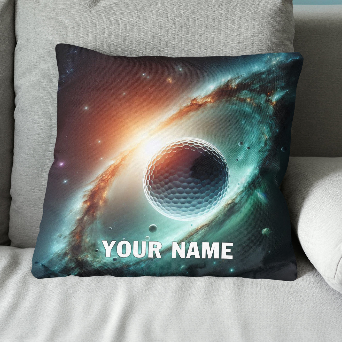 Golf Balls In Space Custom Golf Throw Pillow Personalized Golfing Gifts LDT1156