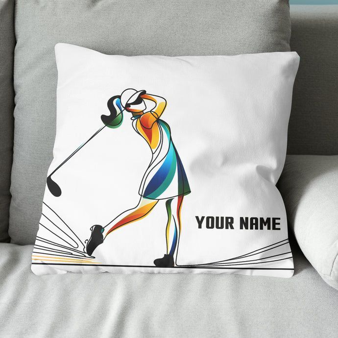 Colorful Continuous Golfer Custom Golf Pillow Personalized Golfing Gifts LDT1161