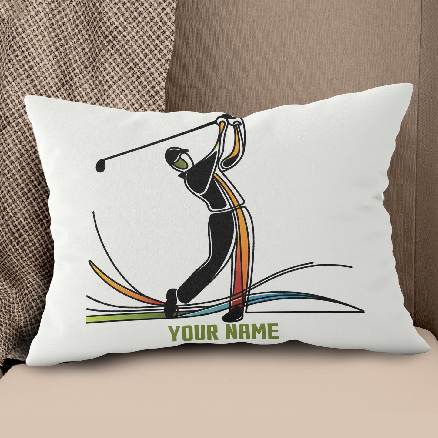 Colorful Continuous Golfer Custom Golf Pillow Personalized Golfing Gifts LDT1162