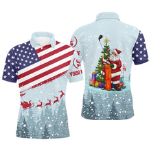 Load image into Gallery viewer, Christmas Usa Flag Mens Golf Polo Shirt Santa Golf Custom Winter Patriotic Golf Shirts For Men LDT0941