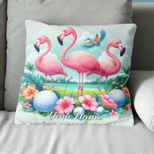 Load image into Gallery viewer, Pink Flamingo Tropical Custom Pillow Personalized Golf Gifts For Golfer LDT1170