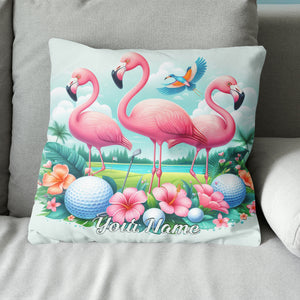 Pink Flamingo Tropical Custom Pillow Personalized Golf Gifts For Golfer LDT1170