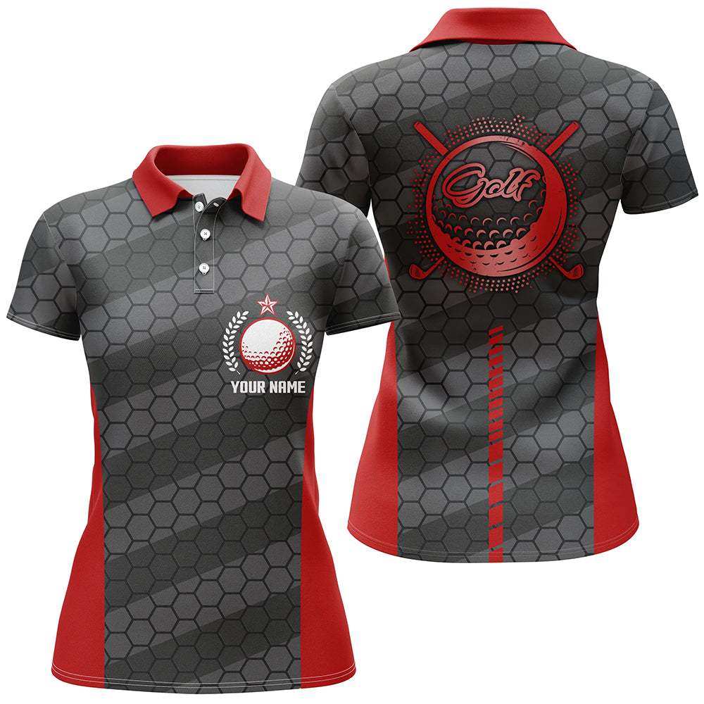 Red And Black Womens Golf Polo Shirts Personalized Golf Polos For Women, Cool Golf Gifts LDT0157