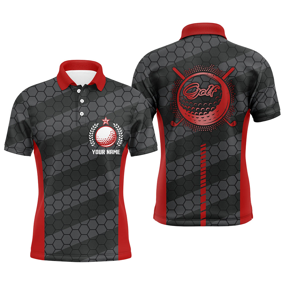 Red And Black Mens Golf Polo Shirts Personalized Golf Polos For Men, Cool Golf Gifts LDT0157