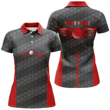 Load image into Gallery viewer, Red And Black Heartbeat Womens Golf Polo Shirts Custom Golf Polos For Women, Cool Golf Gifts LDT0162