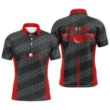 Load image into Gallery viewer, Red And Black Heartbeat Mens Golf Polo Shirts Personalized Golf Polos For Men, Cool Golf Gifts LDT0162