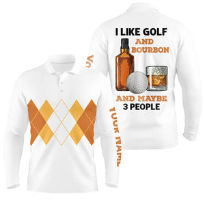 I Like Golf And Bourbon Mens Golf Polo Shirt Custom Yellow Argyle Golf Shirts For Men Golf Gifts LDT0949