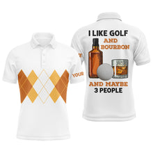 Load image into Gallery viewer, I Like Golf And Bourbon Mens Golf Polo Shirt Custom Yellow Argyle Golf Shirts For Men Golf Gifts LDT0949