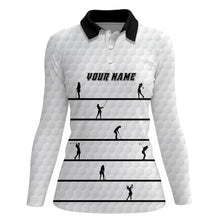 Load image into Gallery viewer, Personalized Black White Golfer Polo Shirt Custom Cool Golf Tops For Women White Golf Pattern LDT0953