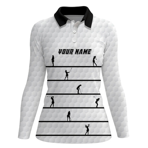 Personalized Black White Golfer Polo Shirt Custom Cool Golf Tops For Women White Golf Pattern LDT0953
