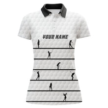 Load image into Gallery viewer, Personalized Black White Golfer Polo Shirt Custom Cool Golf Tops For Women White Golf Pattern LDT0953